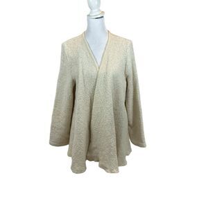 Ladies Hilana‎ Ivory Natural Fiber Open Front Cardigan Sweater Size Medium